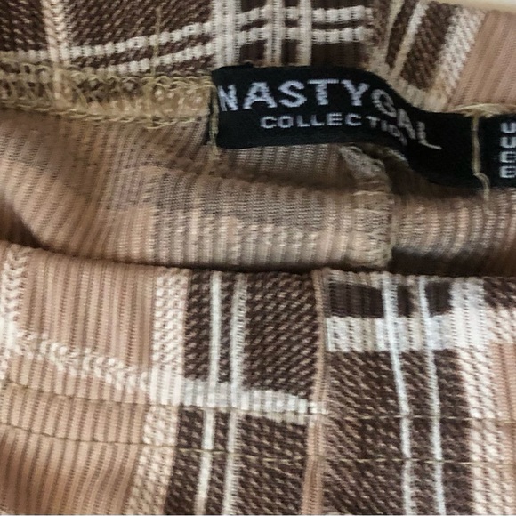 Ribbed Plaid Flare Leg Pants Nasty Gal Size 6 Boho Festival - Picture 3 of 4